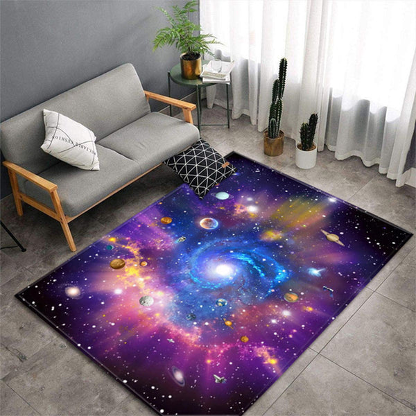 Tapis Imprimé Galaxie Univers 3D Planètes Salon Chambre