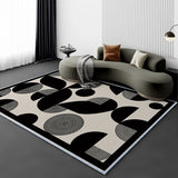 Tapis Rectangulaire Velours Cristal Abstrait Noir & Blanc – Salon 11