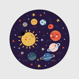 Tapis Rond Espace Planètes Cartoon – Chambre Enfant 5