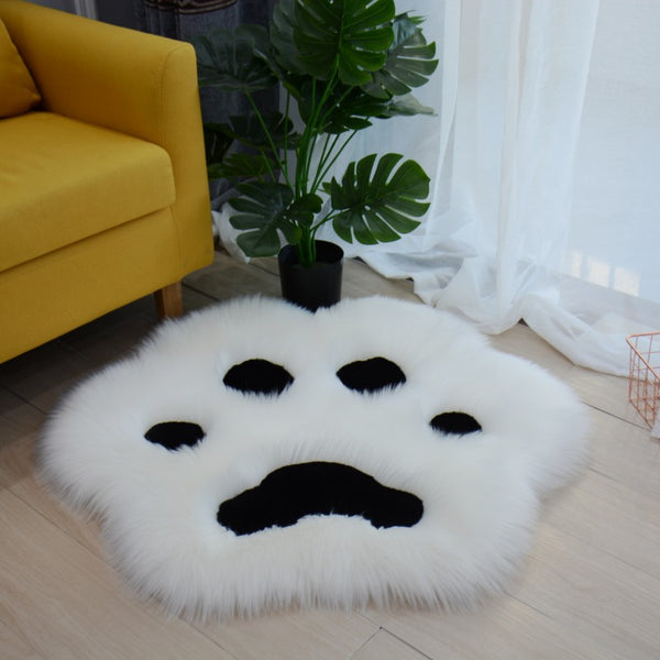 Tapis Forme Patte de Chat Peluche Chambre Enfant Kawaii