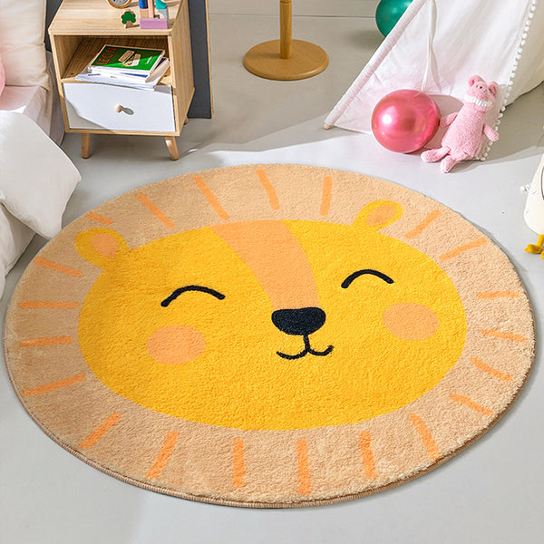 Tapis Rond Épais Visage Animal Chambre Enfant Coloré