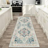 Tapis Vintage Américain – Motif Floral Persan Beige & Bleu | Salon Chambre 5