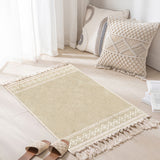 Tapis Tissé Coton Lin Franges Motifs Berbères Scandinave 8
