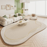 Tapis Irrégulier Luxe – Forme Organique Douce Beige & Vert | Salon Chambre 8