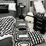 Tapis Rectangulaire Streetwear – Motif Ours & Puzzle Noir & Blanc | Chambre 3