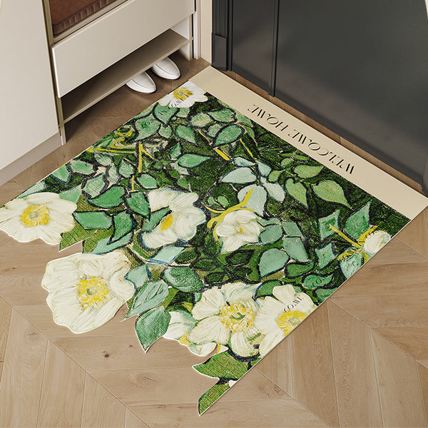 Tapis d'Entrée PVC Floral Découpable – Rose, Tournesol, Anémone