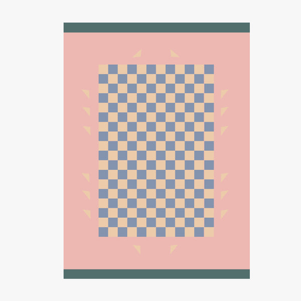 Tapis Damier Rose & Blanc – Style Moderne Doux | Salon Chambre