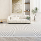 Tapis Rectangulaire Uni Crème – Texture Relief Microrayures | Salon Chambre 3
