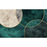 Tapis Géométrique Luxe – Motif Émeraude & Or Abstrait | Salon Chambre 9