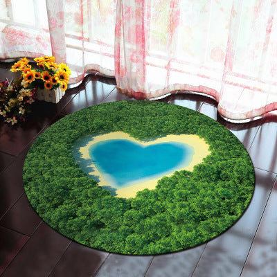 Tapis Rond Motif Paysage Nature Lac & Forêt – Chambre & Salon