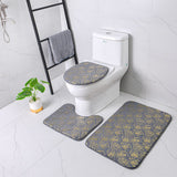 Set 3 Pièces Salle de Bain Motif Doré – Tapis WC, Bain & Contour 8
