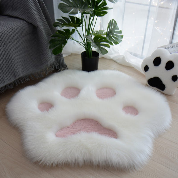 Tapis Forme Patte de Chat Peluche Chambre Enfant Kawaii