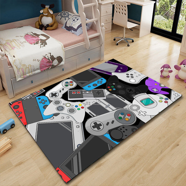 Tapis Gamer – Motif Manettes & Consoles Coloré | Chambre Enfant Salon