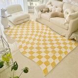 Tapis Damier Jaune & Blanc Doux – Salon & Chambre – Style Cosy 3