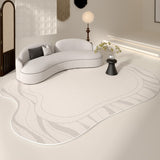 Tapis Forme Irrégulière Velours Bouclé Luxe Crème – Salon 1