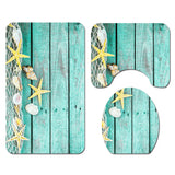 Set 3 Pièces Salle de Bain – Motif Bois & Nature Texturé | Tapis & Contour WC 3