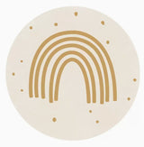 Tapis Rond Enfant Arc-en-Ciel Brodé – Beige & Crème – Franges Coton 4