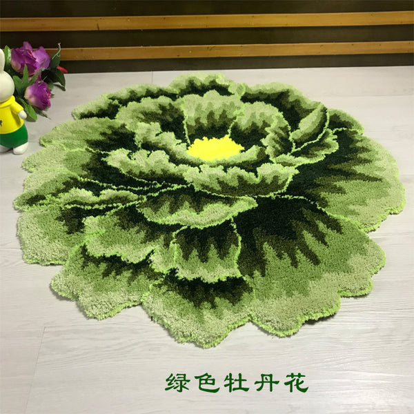 Tapis Forme Pivoine Fleur Tufté Fait Main – Salon & Chambre