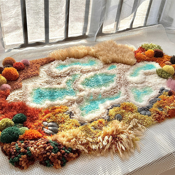 Kit DIY Tapis Fait Main Laine Mélangée Forme Irrégulière – Créatif