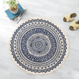 Tapis Rond Mandala Ethnique en Coton et Lin – Bohème 4