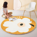 Tapis Rond Grandes Fleurs Blanches Style Marimekko – Salon & Chambre 1