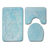 Set 3 Pièces Salle de Bain – Uni Coloré Texturé Embossé | Tapis & Contour WC 13