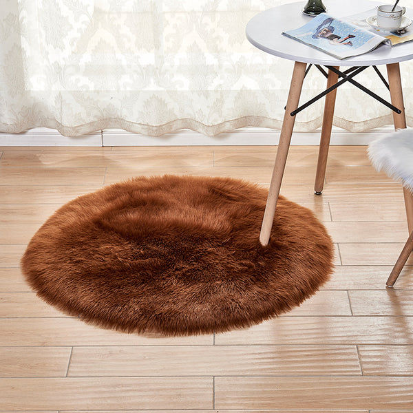 Tapis Rond Fausse Fourrure Peluche – Plusieurs Coloris – Chambre & Salon