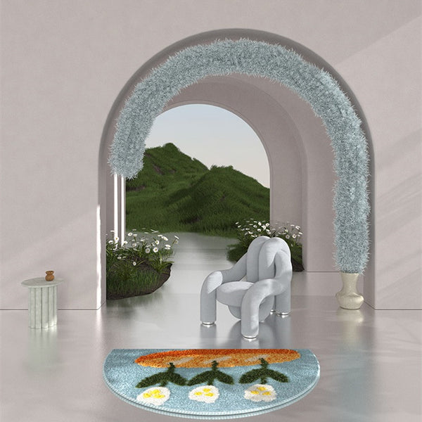 Tapis Entrée Arche Fleurie – Motif Tulipes Colorées 3D | Entrée Chambre