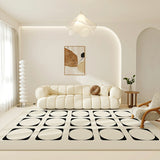 Tapis Rectangulaire Géométrique Minimaliste Noir et Blanc – Résistant 2