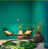 Tapis Rond Nature – Motif Mousse Forêt & Fleurs Sauvages Vert | Salon Chambre 1