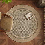 Tapis Rond Tressé – Texture Naturelle Beige & Brun | Salon Table Basse 7