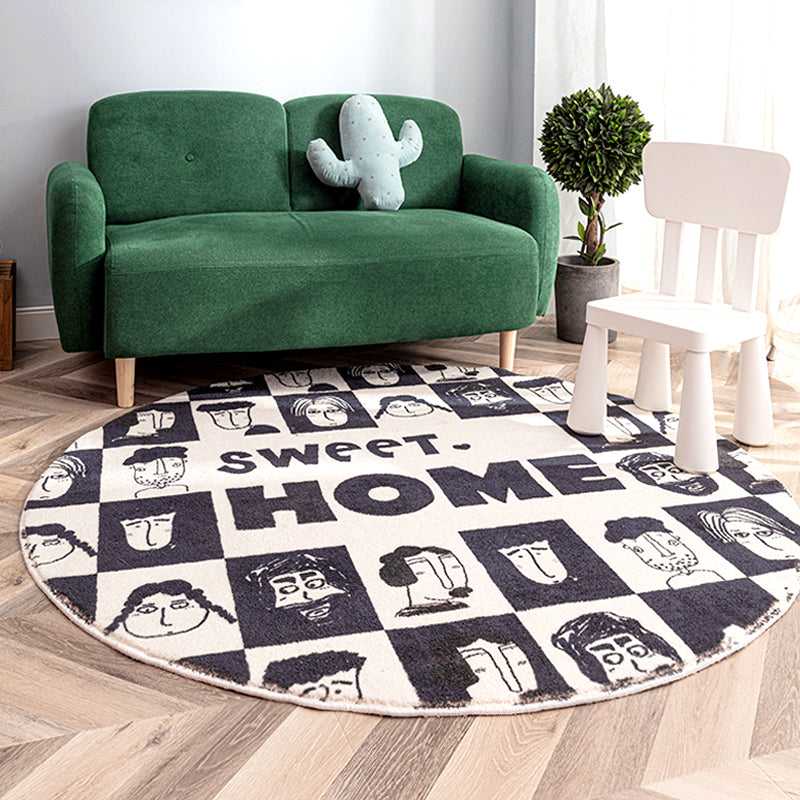 Tapis Rond Polyester Motif Pop Art Typographie – Salon & Chambre — Tapinna®