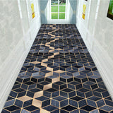 Tapis Runner Couloir Géométrique Noir Imprimé – Hôtel & Entrée 1