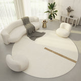 Tapis Rond Velours Crème Relief Anneaux – Salon & Chambre 4