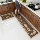Set 2 Tapis de Cuisine Runner Floral Marron – Absorbant et Anti-taches 1