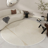 Tapis Rond Géométrique Noir & Crème Style Français – Salon & Chambre 11