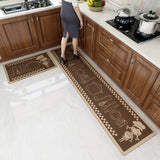 Set 2 Tapis de Cuisine Runner Floral Marron – Absorbant et Anti-taches 6