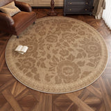 Tapis Rond Vintage – Motif Floral Oriental Beige & Brun | Salon Chambre 1