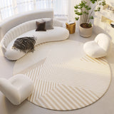 Tapis Rond Velours Cristal Rayé Crème – Style Silence 8
