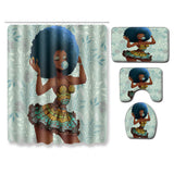 Set Salle de Bain Rideau de Douche + Tapis Motif Portrait Afro – Salle de Bain 6