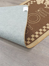 Set 2 Tapis de Cuisine Runner Floral Marron – Absorbant et Anti-taches 2