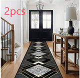 Tapis Runner Couloir Géométrique Noir & Blanc – Entrée & Escalier 6
