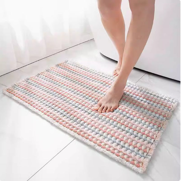Tapis Salle de Bain Waffle Uni Absorbant Antidérapant Coloré