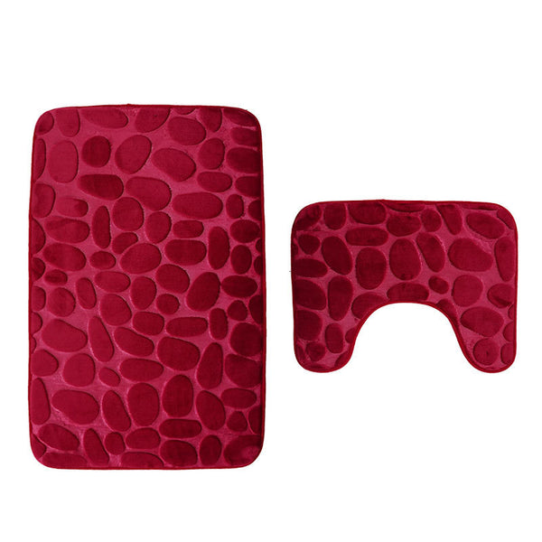 Set 2 Pièces Tapis de Bain Galets Antidérapant – Salle de Bain & WC