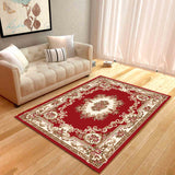 Tapis Persan Oriental Médaillon Floral – Salon Classique – Bleu, Crème & Rouge 3