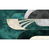 Tapis Géométrique Luxe – Motif Émeraude & Or Abstrait | Salon Chambre 8