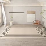 Tapis Contours Abstraits Ondulés Imitation Cachemire Crème Minimaliste 4