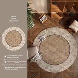 Tapis Rond Vintage – Motif Floral Oriental Beige & Brun | Salon Chambre 4