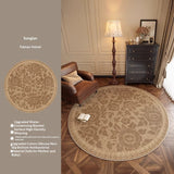 Tapis Rond Vintage – Motif Floral Oriental Beige & Brun | Salon Chambre 9