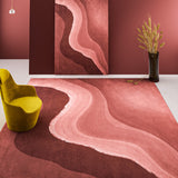 Tapis Rectangulaire Motif Vagues Abstraites Colorées – Terracotta, Vert 1